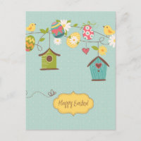 Beautiful Spring Background with Bird Houses
