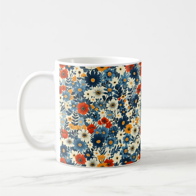 Beautiful Spring Colourful Girly Wildflowers Coffee Mug (Left)