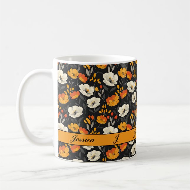 Beautiful Spring Colourful Girly Wildflowers Scrip Coffee Mug (Left)
