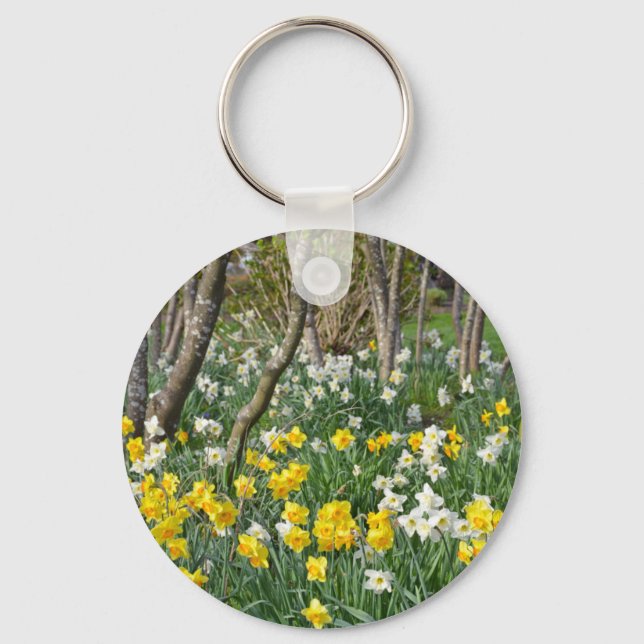 Beautiful spring daffodil garden key ring (Front)
