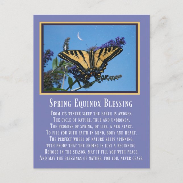 Beautiful Spring Equinox Blessing Poem Butterfly Postcard (Front)