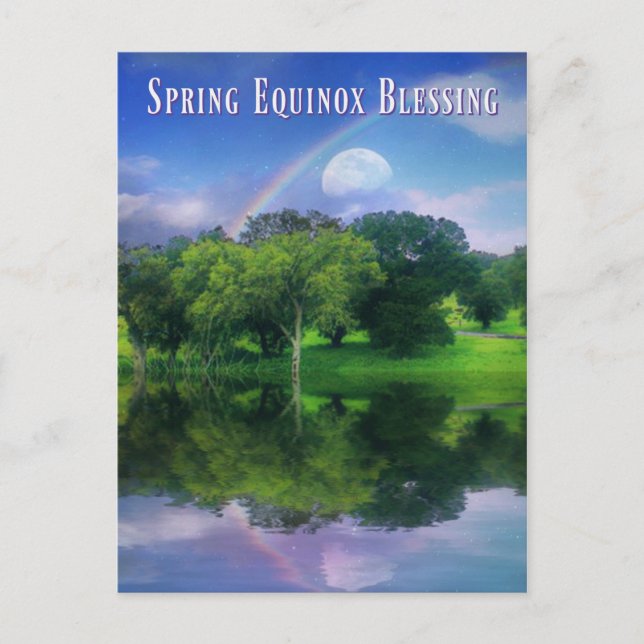 Beautiful Spring Equinox Ostara Blessings Rainbow Postcard (Front)