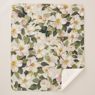 Beautiful spring floral with blossom tree branches sherpa blanket