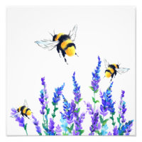 Beautiful Spring Flowers and Bees Flying - Drawing