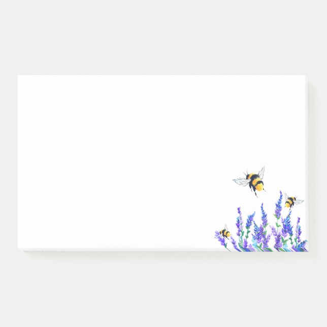 Beautiful Spring Flowers and Bees Flying - Drawing Post-it Notes (Front)