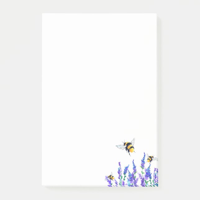 Beautiful Spring Flowers and Bees Flying  Drawing Post-it Notes (Front)