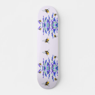 Beautiful Spring Flowers and Bees Flying - Drawing Skateboard
