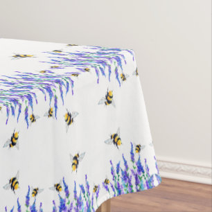 Beautiful Spring Flowers and Bees Flying - Drawing Tablecloth