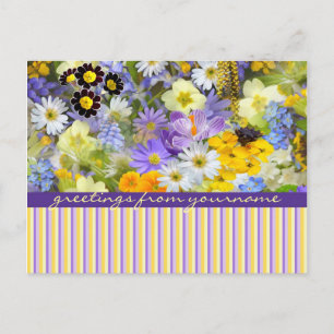 Beautiful Spring Flowers Collage Violet Yellow Postcard