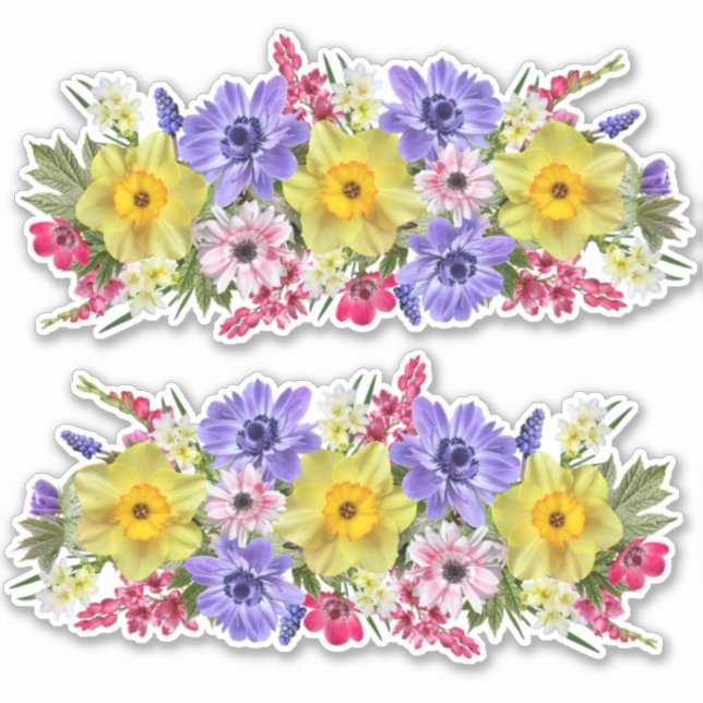 Beautiful Spring Flowers Custom-Cut Vinyl Sticker (Front)
