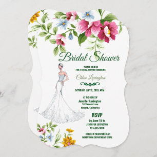 Beautiful Spring Flowers Wedding Bridal Shower Invitation
