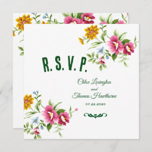Beautiful Spring Flowers Wedding RSVP Card