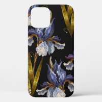 Beautiful spring irises embroidery seamless patter