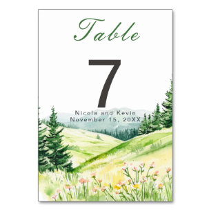 Beautiful Spring Landscape Wedding Table Number