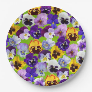 Beautiful Spring Pansies Paper Plate