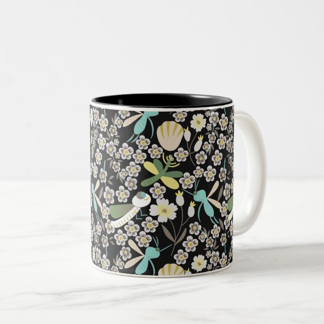 Beautiful Spring Pattern Two-Tone Coffee Mug (Front Right)