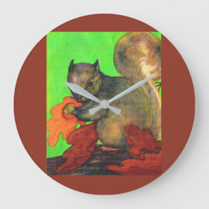 beautiful squirrel large clock