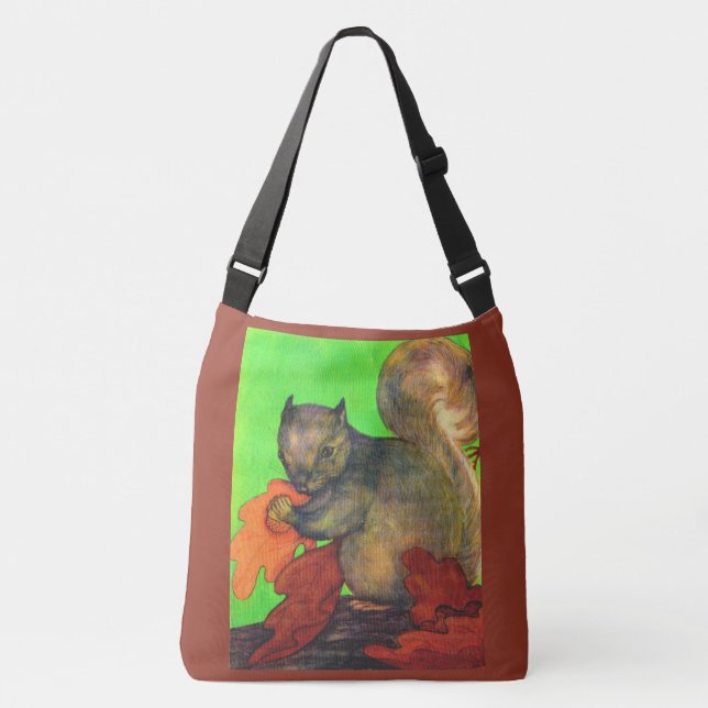 beautiful squirrel print crossbody bag (Front)