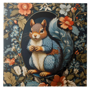 Beautiful Squirrel William Morris Inspired Ceramic Tile