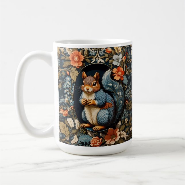 Beautiful Squirrel William Morris Inspired Coffee Mug (Left)