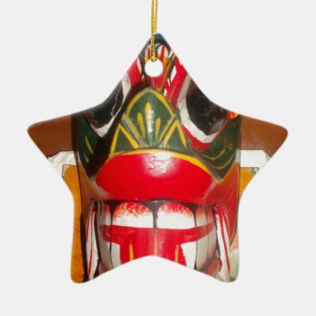 Beautiful Sri Lankan Traditional Fire Mask Art   Ceramic Ornament (Front)