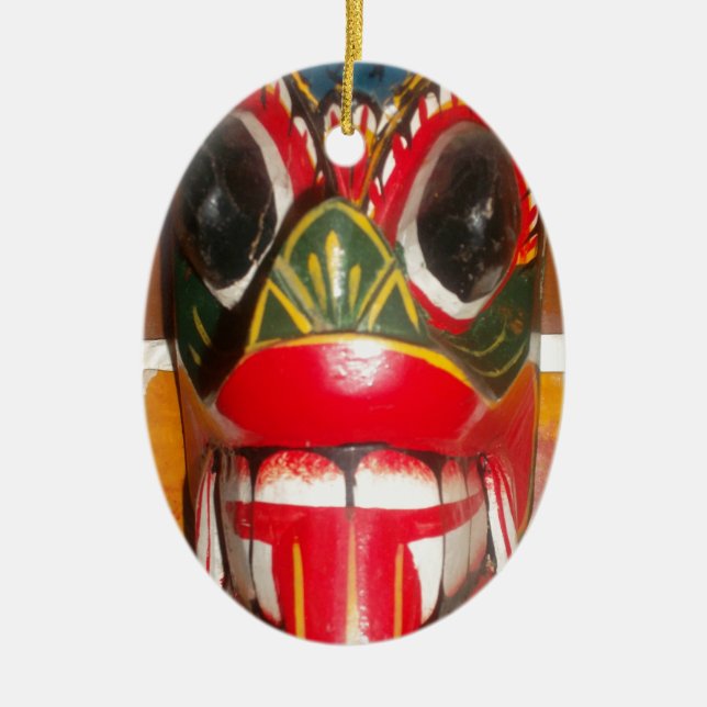 Beautiful Sri Lankan Traditional Fire Mask Art   Ceramic Ornament (Front)