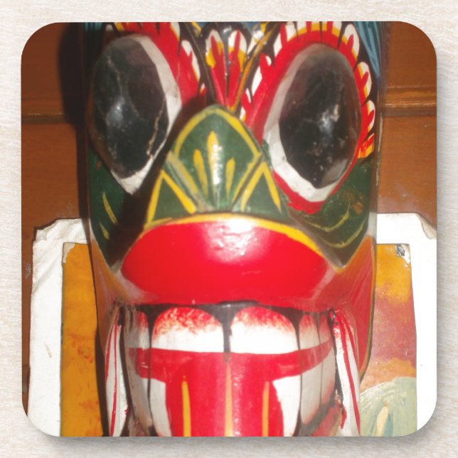 Beautiful Sri Lankan Traditional Fire Mask Art   Coaster (Front)