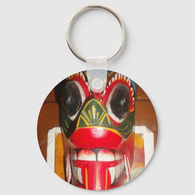 Beautiful Sri Lankan Traditional Fire Mask Art   Key Ring (Front)