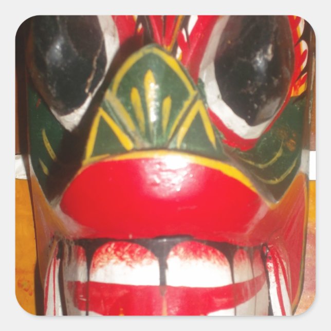 Beautiful Sri Lankan Traditional Fire Mask Art   Square Sticker (Front)