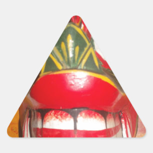 Beautiful Sri Lankan Traditional Fire Mask Art   Triangle Sticker
