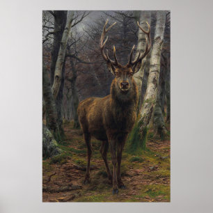 Beautiful Stag Deer - King of the Forest Poster