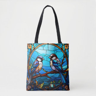 Beautiful Stained Glass Birds Tote Bag