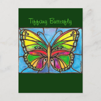 Beautiful Stained Glass Butterfly Watercolor Art! Postcard