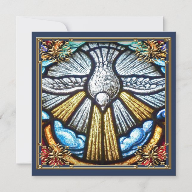 Beautiful Stained Glass Window Dove Mourning Cards (Front)