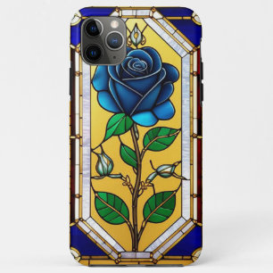 Beautiful Stained Glass Window with Blue Rose iPhone 11 Pro Max Case