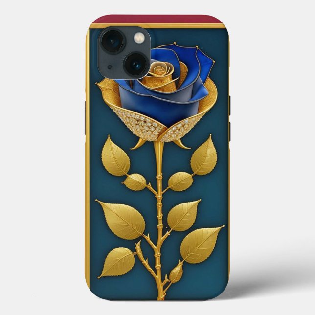 Beautiful Stained Glass Window with Blue Rose Case-Mate iPhone Case (Back)