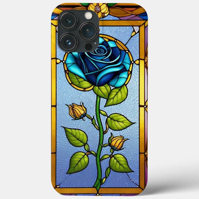 Beautiful Stained Glass Window with Blue Rose Case-Mate iPhone Case (Back)