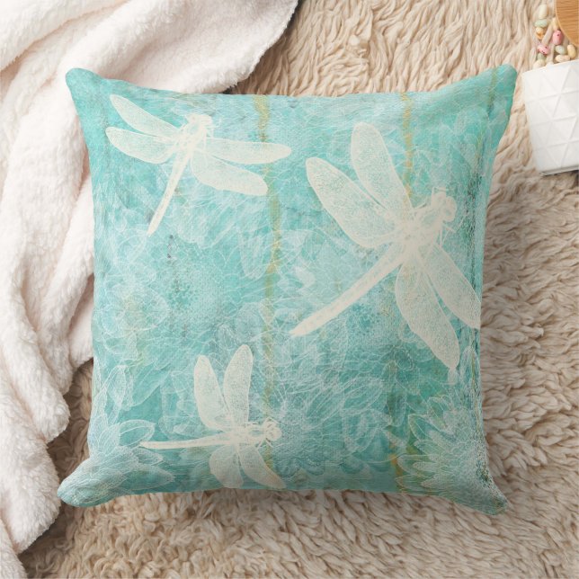 Beautiful Stamped Dragonflies Flowers Cushion (Blanket)