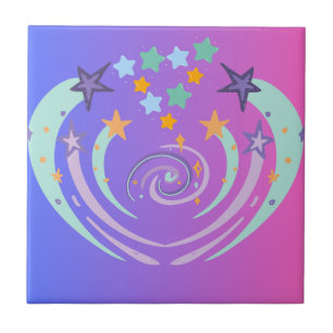 beautiful stars and heart ceramic tile
