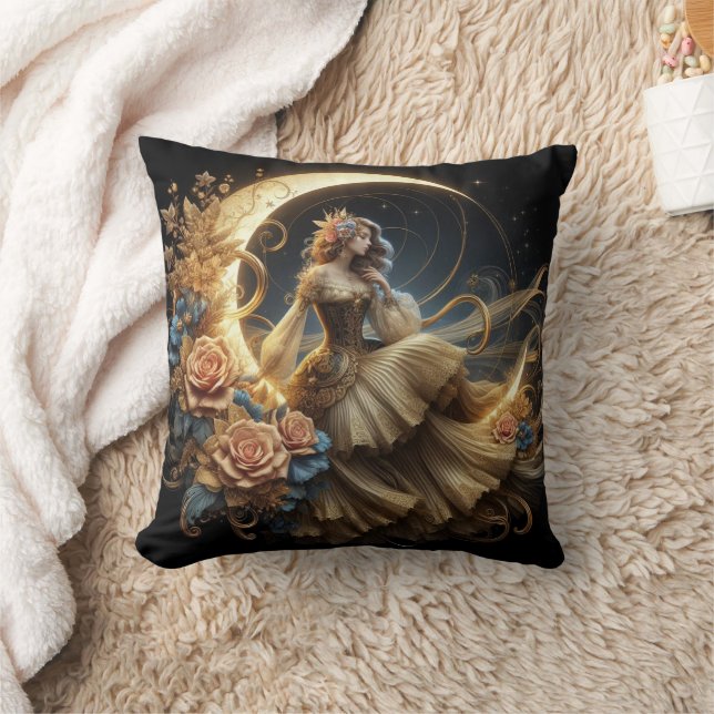 Beautiful Steampunk Woman on the Moon Cushion (Blanket)