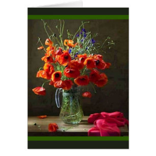 Beautiful Still Life Pitcher of Red Flowers