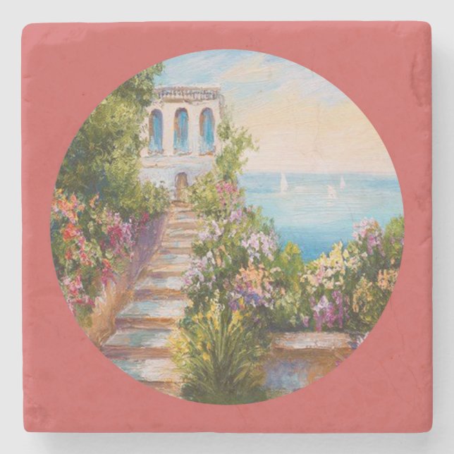Beautiful Stone Stairway Fine Art Coaster (Front)