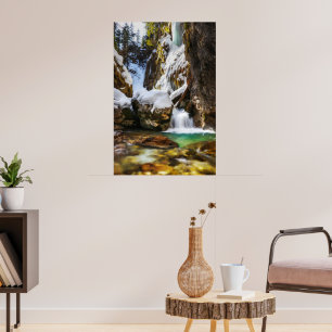 Beautiful stream in Gozd Martuljek end of winter Poster