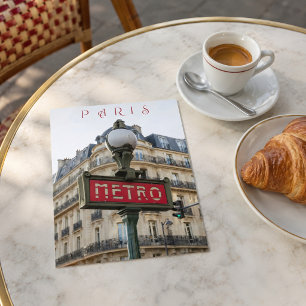 Beautiful Street Metro Sign Paris City Close Up Postcard