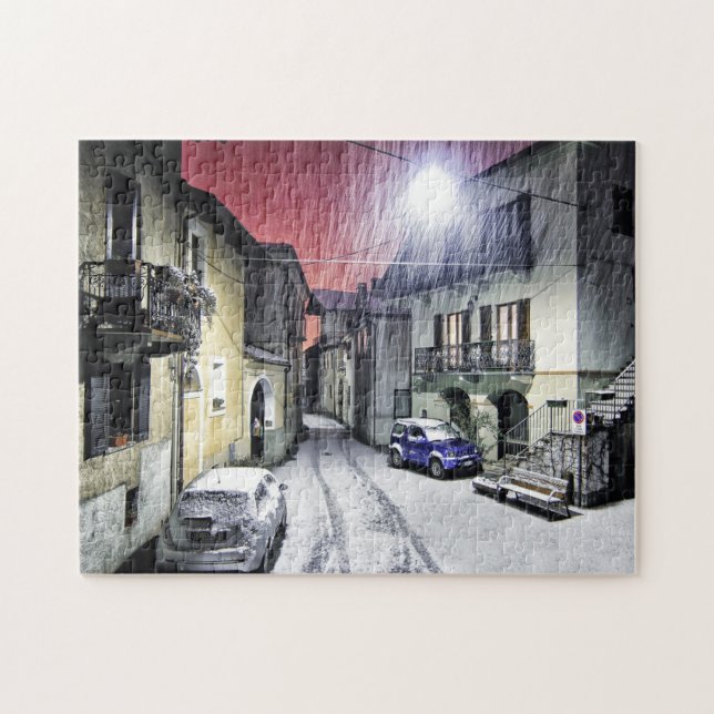 Beautiful Street Snow Scene Jigsaw Puzzle (Horizontal)