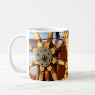 Beautiful, Sturdy Wooden Ship's Wheel Coffee Mug