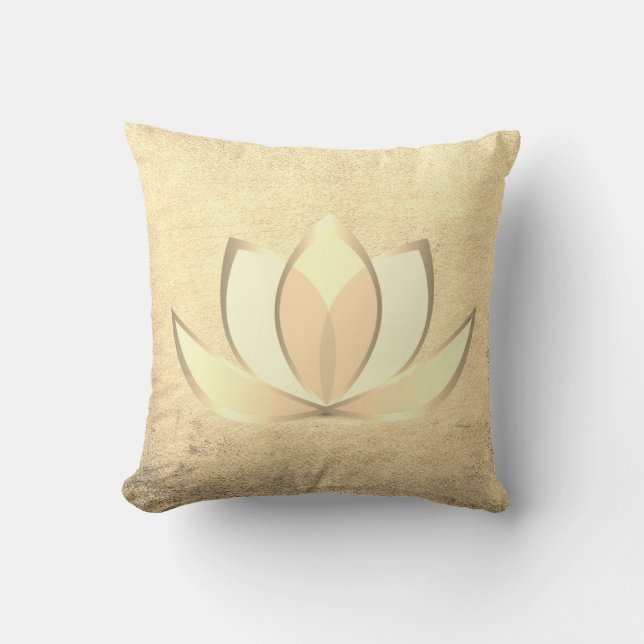 Beautiful Stylish Chic Gold Lotus , Zen  Cushion (Front)
