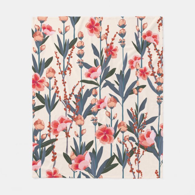 Beautiful Stylish Garden florals pattern in the ma Fleece Blanket (Front)