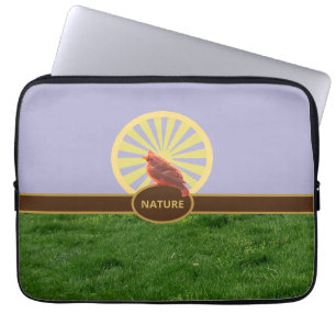 Beautiful Stylish Landscape & Red Bird Laptop Sleeve