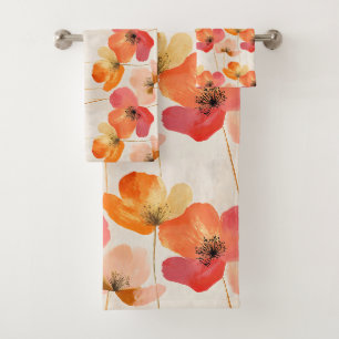 Beautiful stylish modern flowers  bath towel set